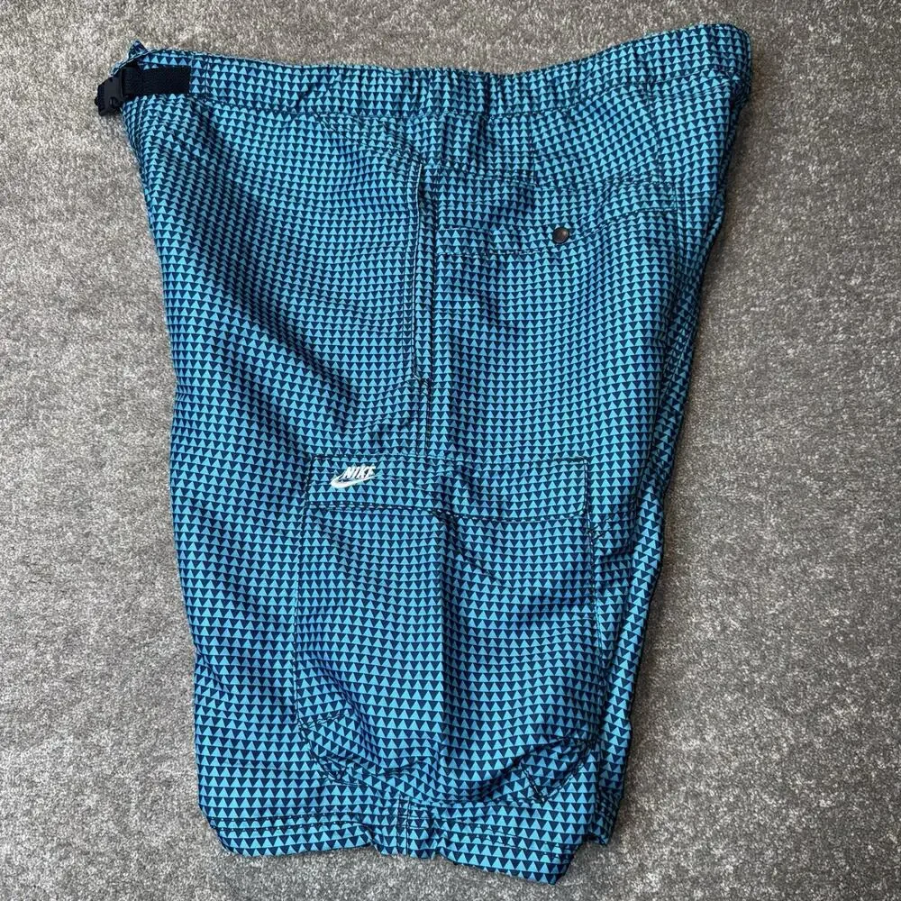 Nike Sportswear 376790-405 Utility Shorts L Teal‎ Geo Belted Sustainable Hybrid